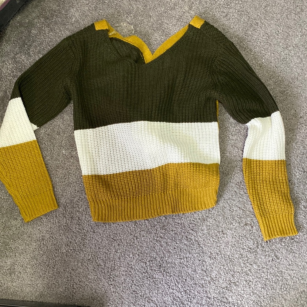 Fall color block knit sweater